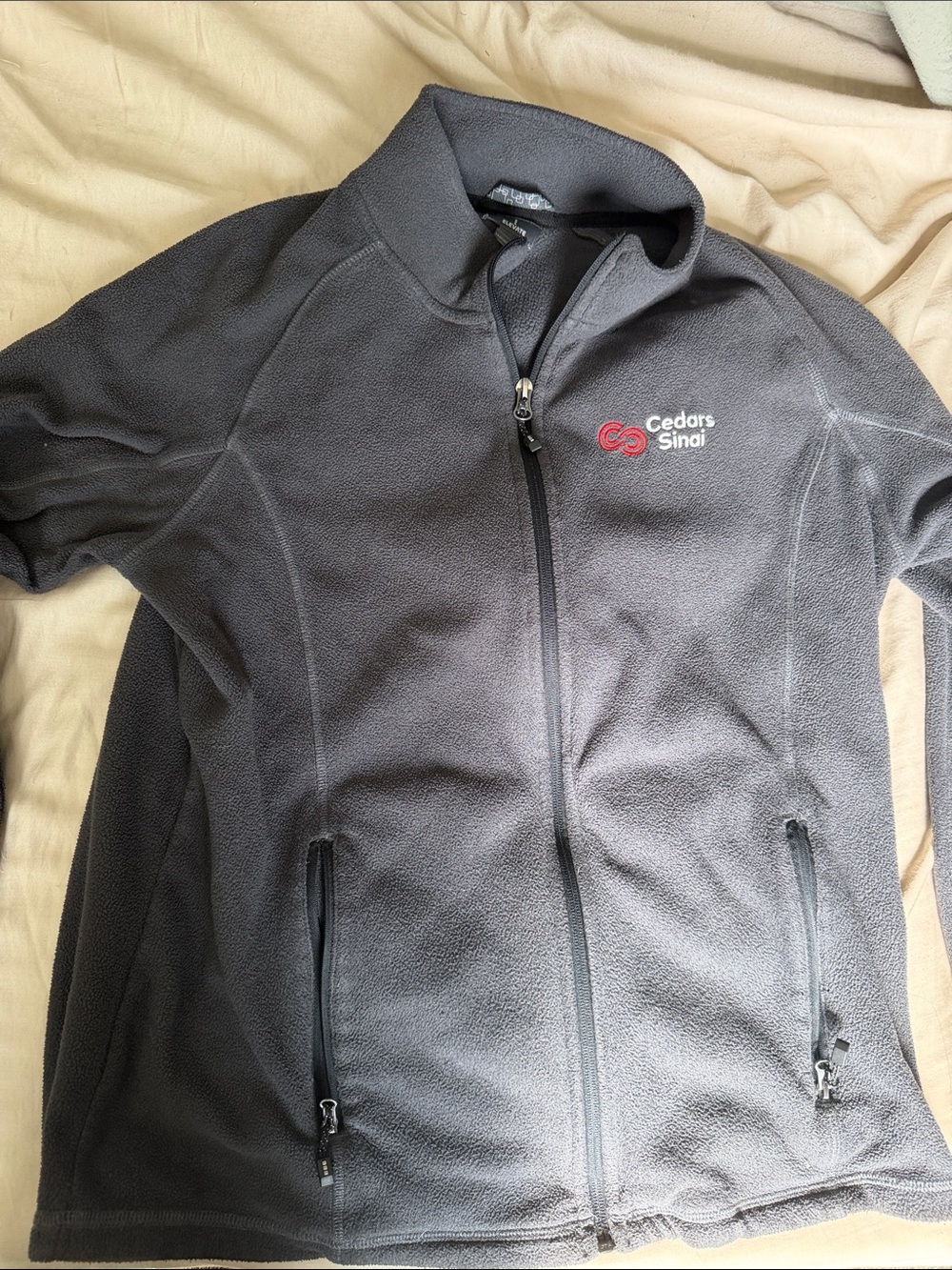 Cedars-Sinai Charcoal Fleece Full-Zip Jacket - size large